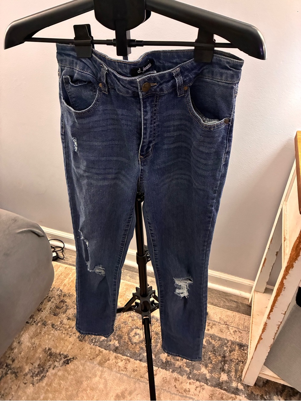 d. jeans Women’s Dark Blue Ripped Skinny Jeans